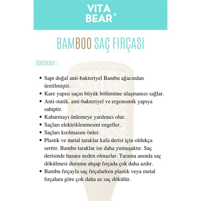 Vita Bear Strong Hair Bamboo Saç Fırçası